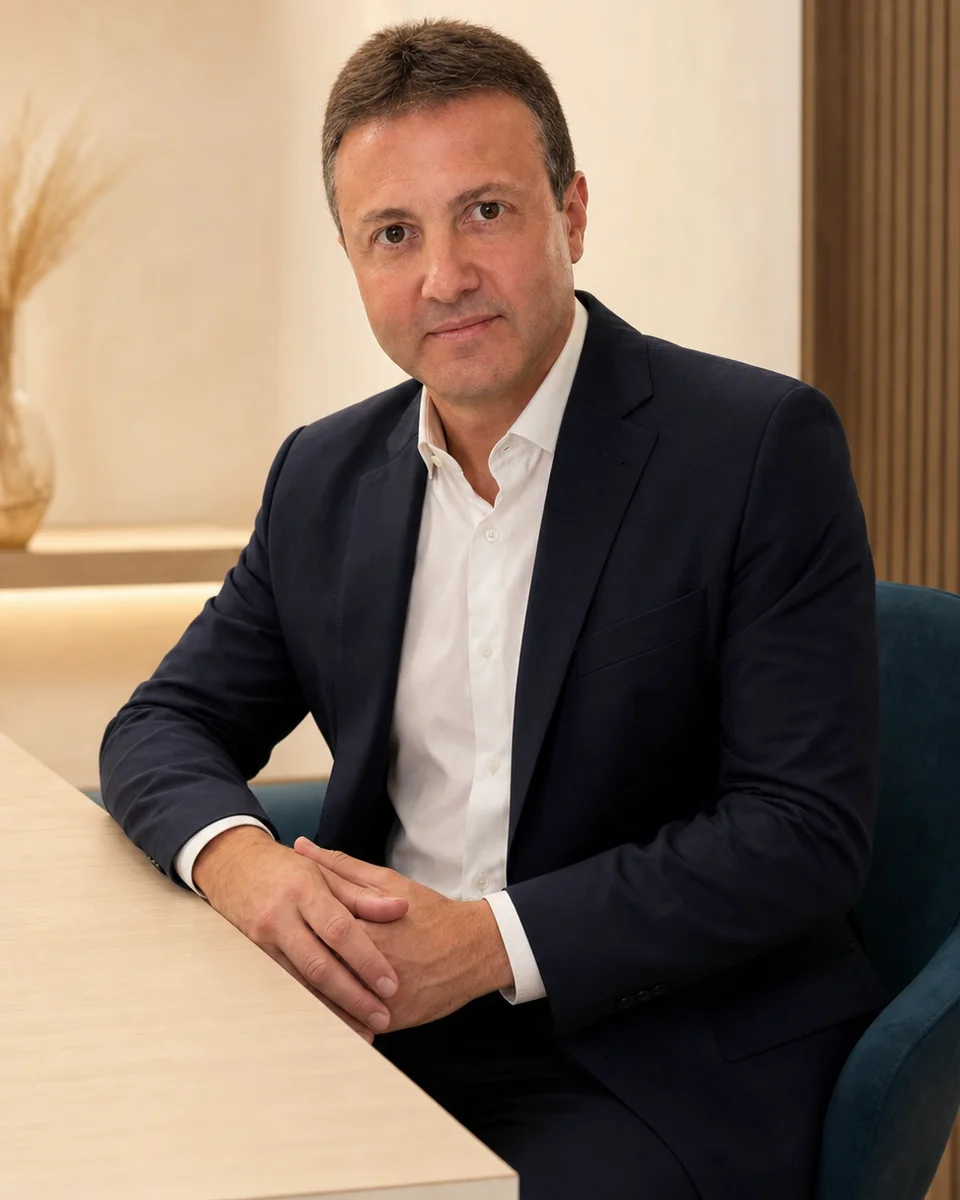 Retrato de Dr. Glauber Branco em ambiente de atendimento